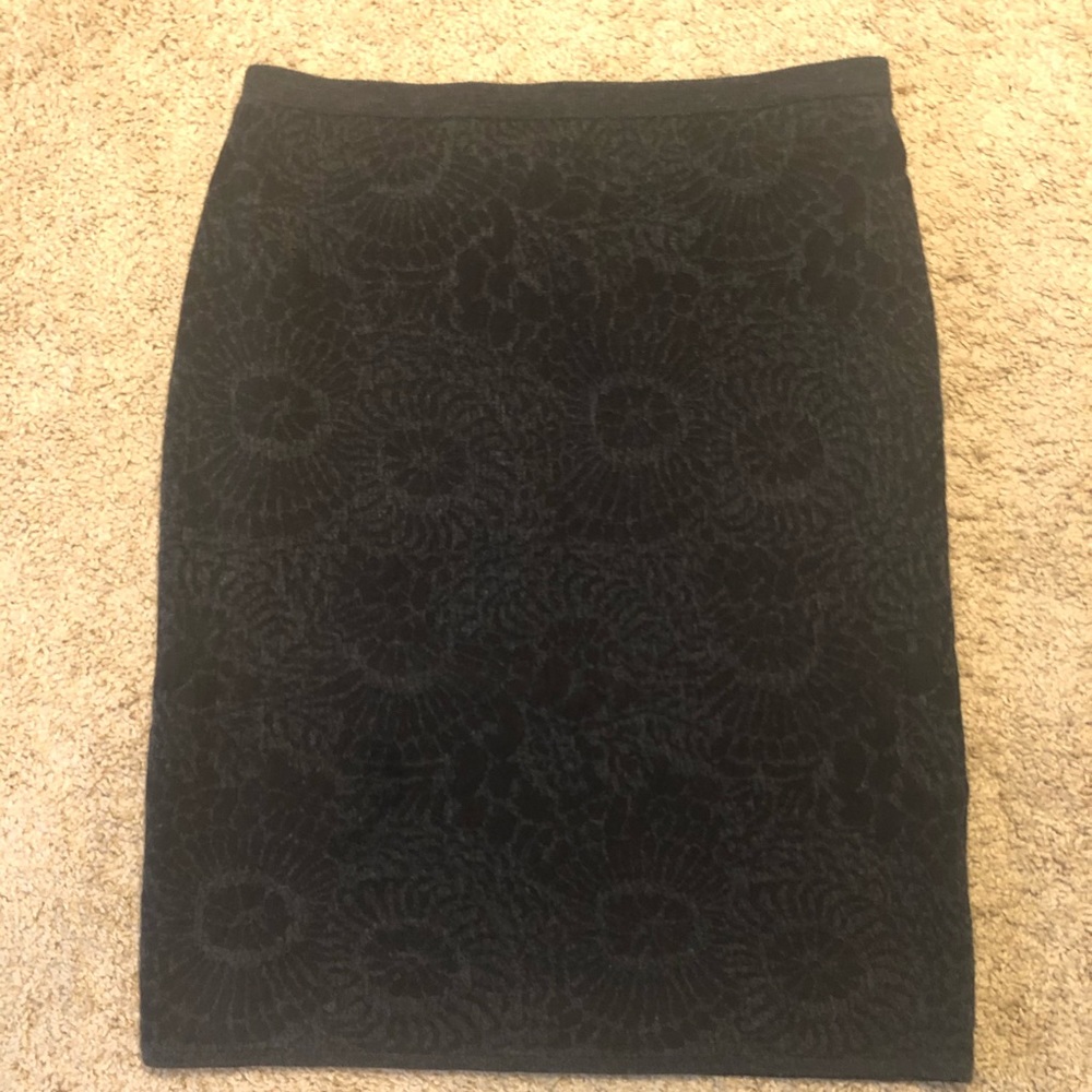 Eileen Fisher Aurora Jaquard Wool Skirt SZ L